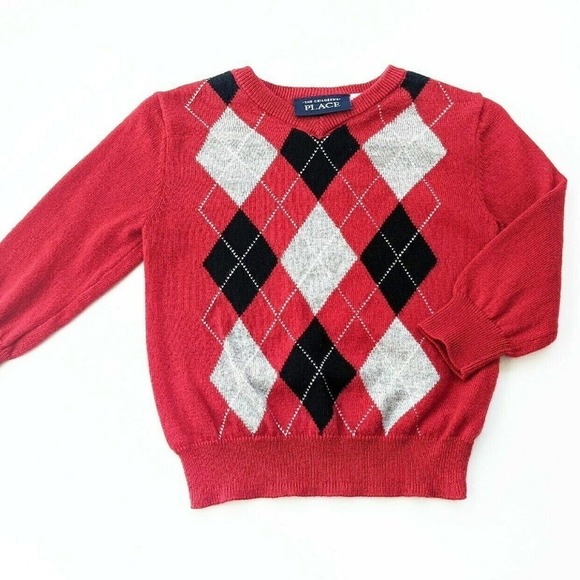 The Children's Place Other - Baby 12-18 Months Red Argyle Holiday Sweater 12 18m